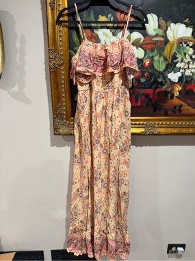 Cupshe Peach Floral Ruffle Maxi Dress